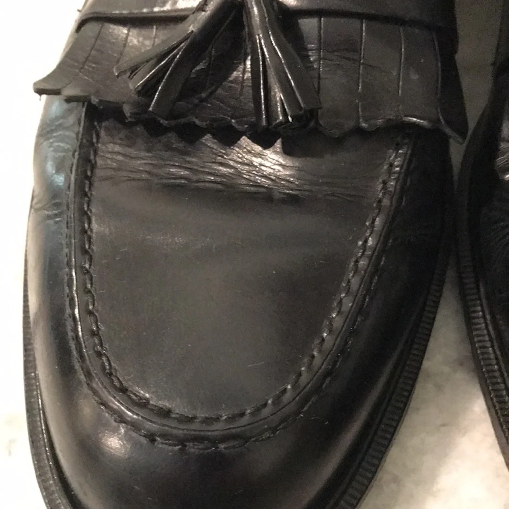 Bostonian Loafers Mens 13 Black Tassel Leather Shoes Luxe Made in Italy Classic - Picture 7 of 10